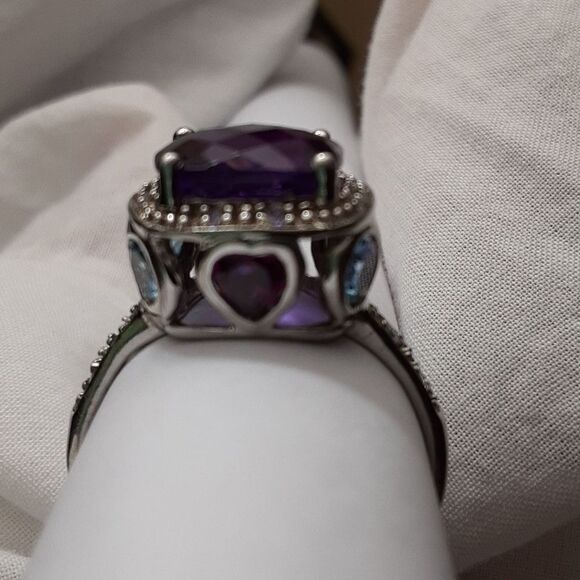 925 Genuine African Amethyst,  Rhodoilte Garnet & Blue Topaz. - Picture 5 of 16